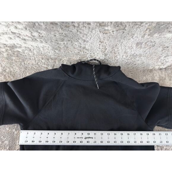 Old Navy Size M Dynamic Fleece Athleisure Hooded Sweater Black Short Sleeve - Picture 4 of 7